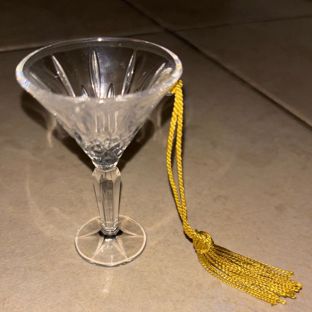 Gorham Lady Anne Mini Crystal Martini Shot Glass Christmas Ornament